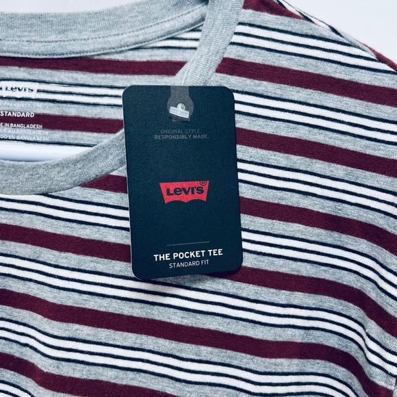Levi’s Men’s Standard Fit Striped The Pocket Tee T-Shirt Multicolor Size XXL New - Picture 9 of 10
